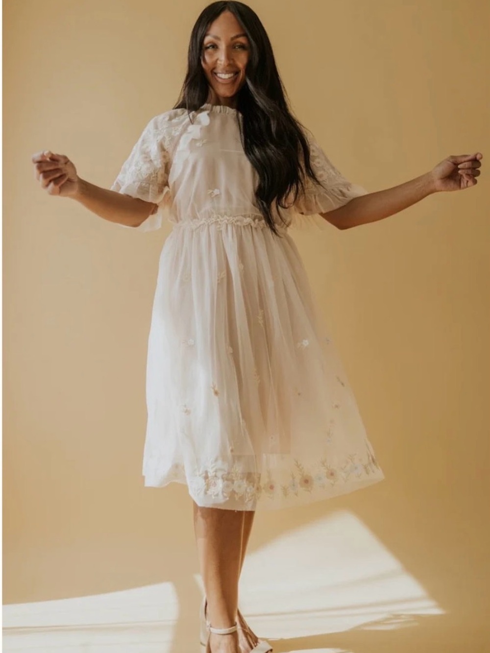 SALT Rosalind Embroidered Tulle Dress- Roolee